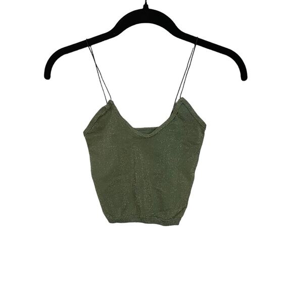 Intimately Free People Skinny Strap Seamless Sparkle Brami in Olive Green XS/S - Picture 2 of 8